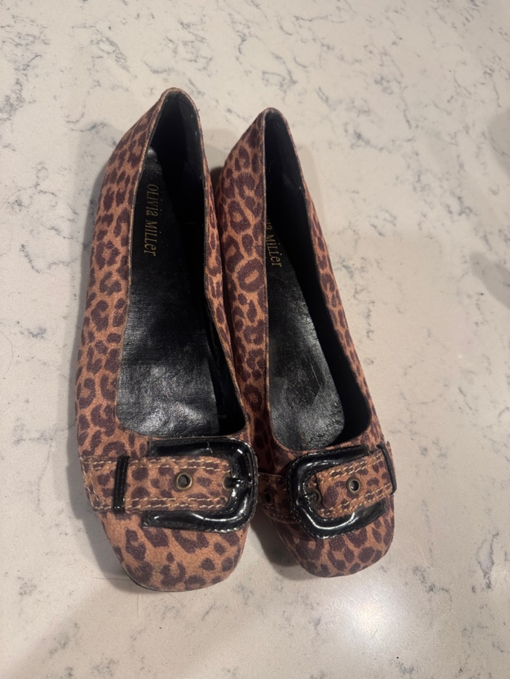 Olivia Miller Leopard-Print Buckle Ballet Flats - Brown/Black